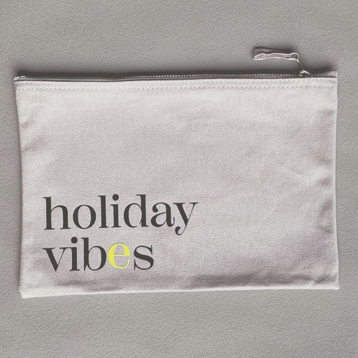Große Canvas Tasche (Baumwolle) mit Druck/ Plott "holiday vibes" in schwarz und neongelb.